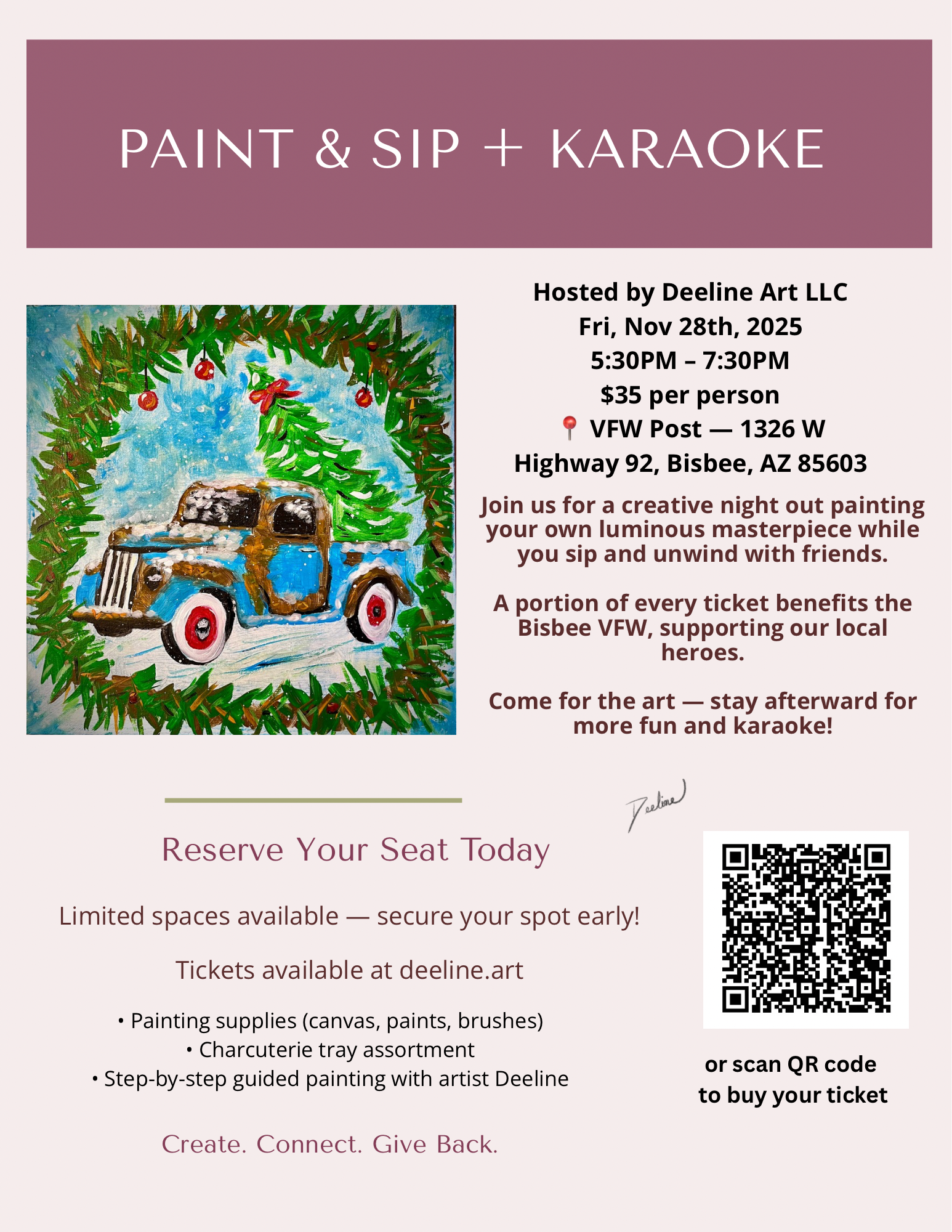 Paint & Sip + Karaoke Night Ticket - November 28, 2025