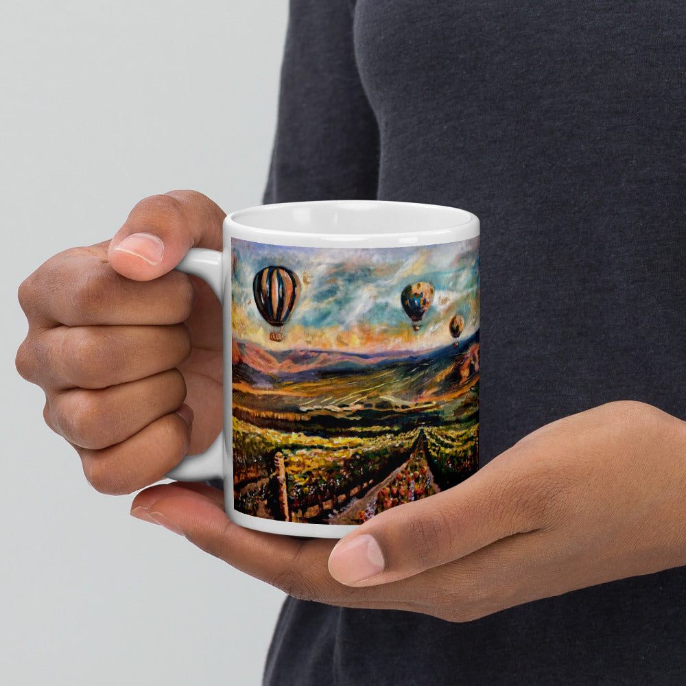Soaring Over Wine Country White glossy mug