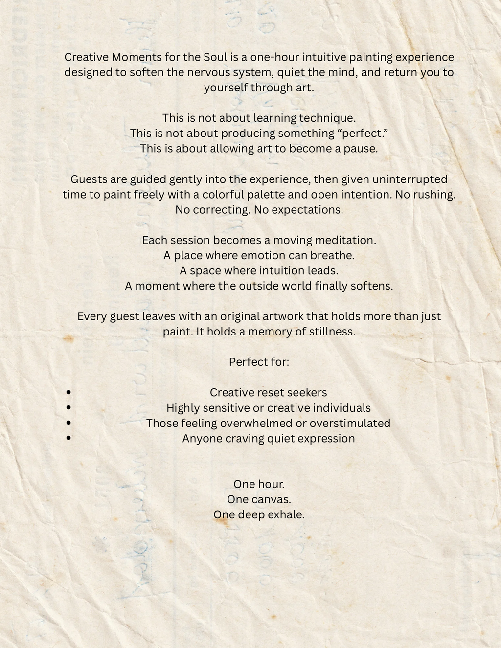 Creative Moments for the Soul Ticket