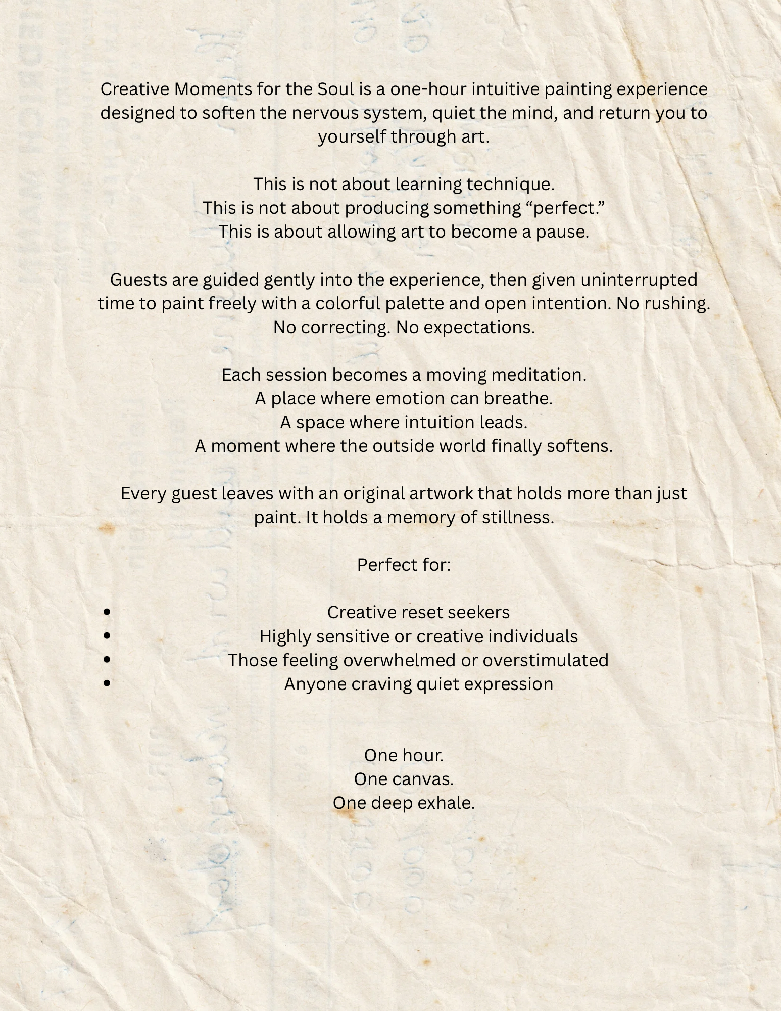 Creative Moments for the Soul Ticket