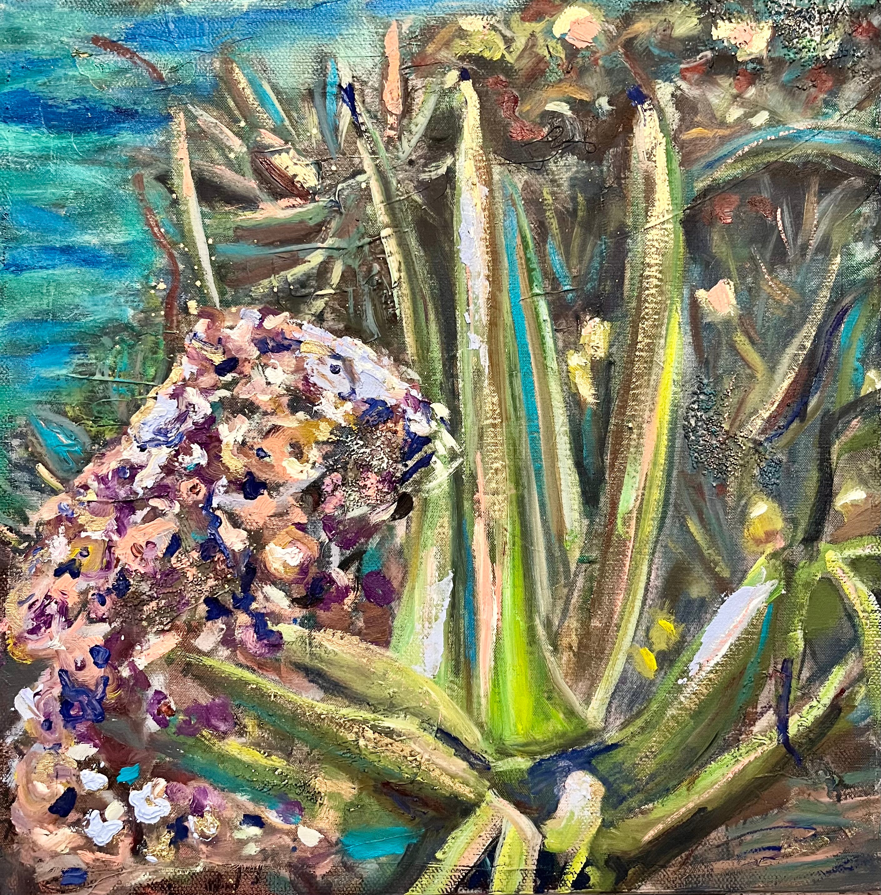 DESERT BLOOMS BY THE OCEAN  12"x12"
